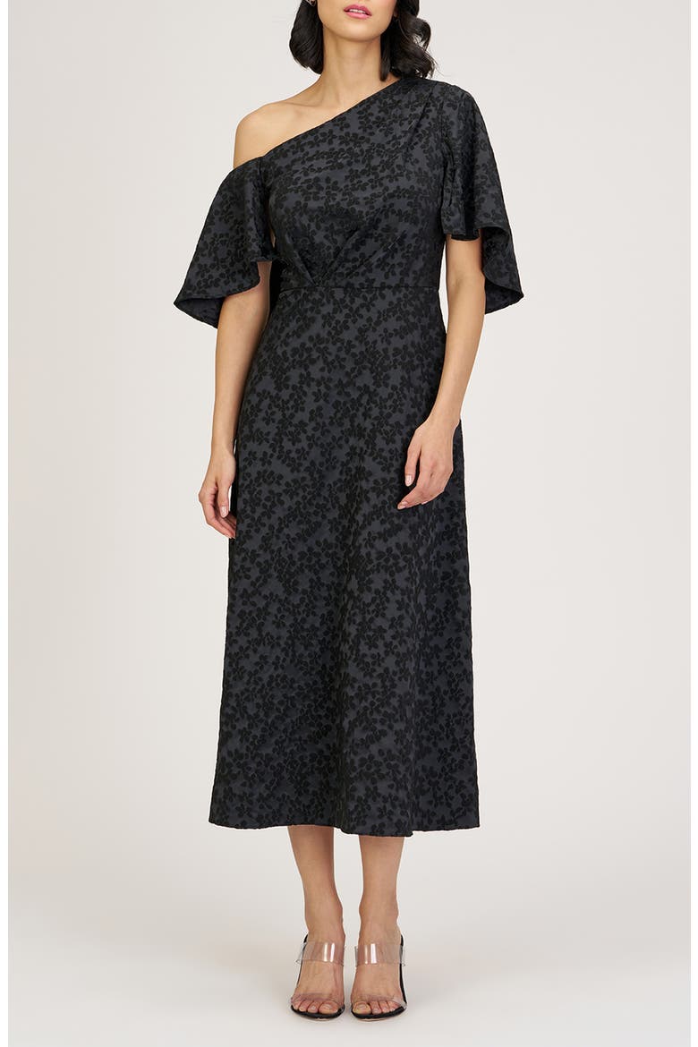 Primrose One-Shoulder Cocktail Dress, Main, color, BLACK
