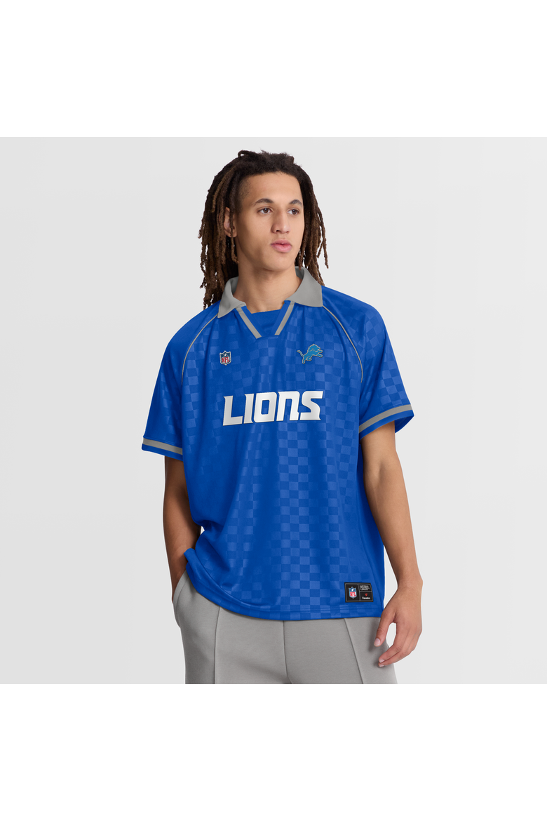 Men's Fanatics Blue/Gray Detroit Lions Homerun Raglan V-Neck Polo, Main, color, Blue