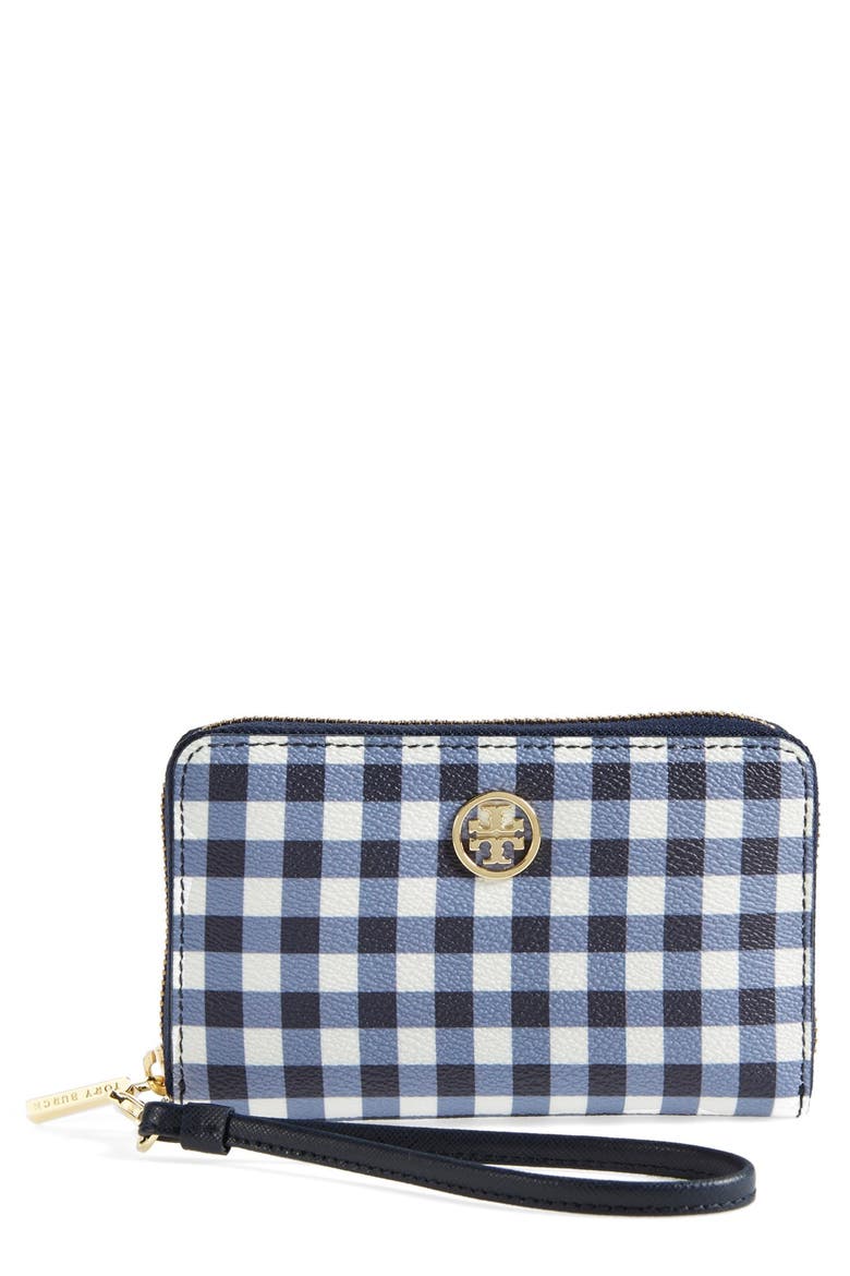 'Robinson' Phone Wallet, Main, color, NAVY GINGHAM