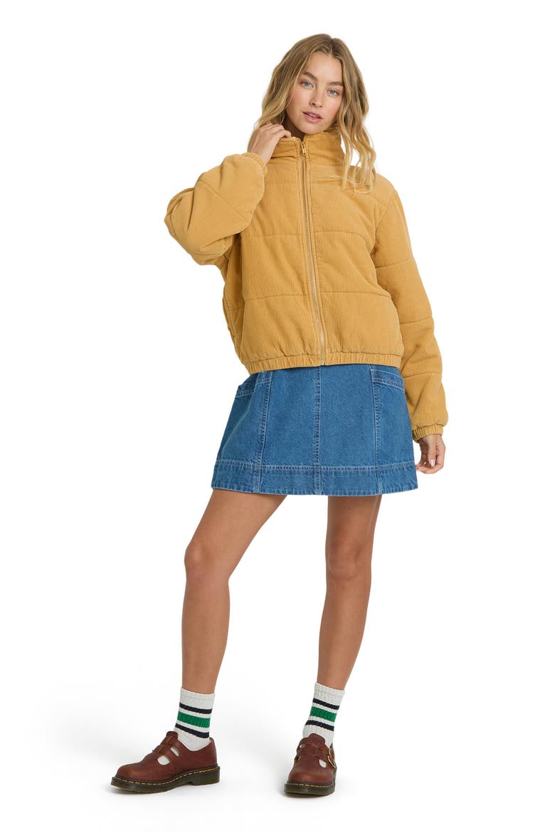 Winter Waves Corduroy Puffer Jacket, Alternate, color, CURRY