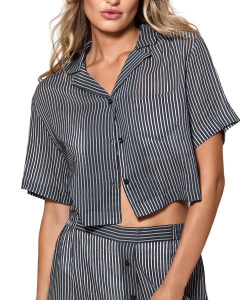Le Boy Cotton/Silk SS Cropped Shirt