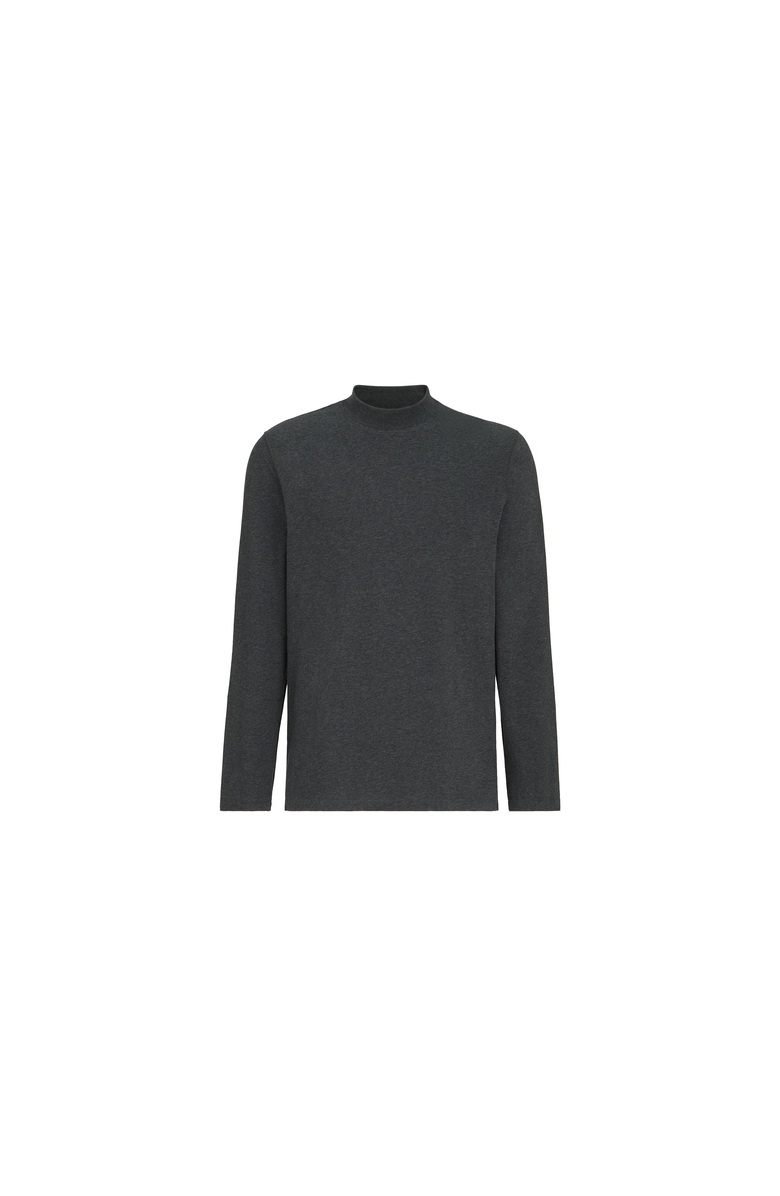 Brunello Cucinelli Cotton jersey long sleeve mock neck T-shirt, Alternate, color, Anthracite