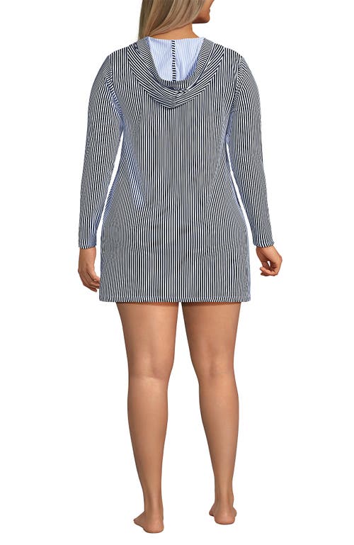 LANDS' END LANDS' END COTTON JERSEY LONG SLEEVE HOODED SWIM COVER-UP DRESS 
