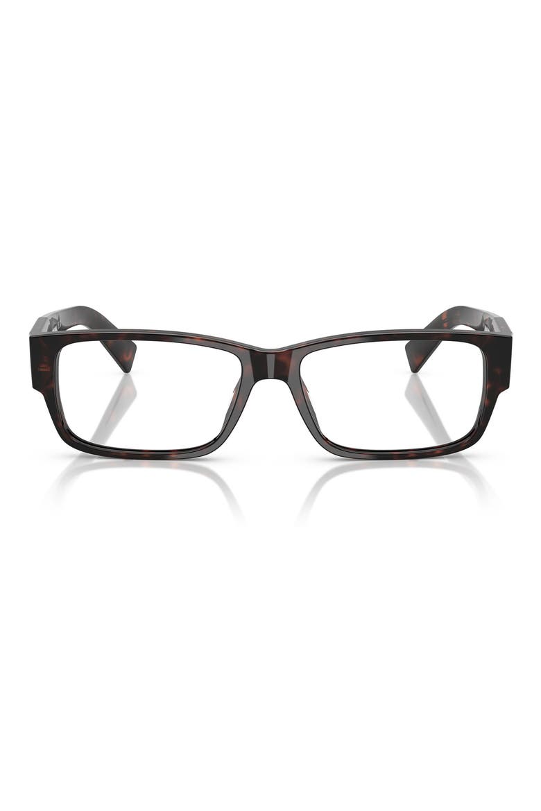 57mm Rectangular Optical Glasses, Main, color, BROWN HAVANA