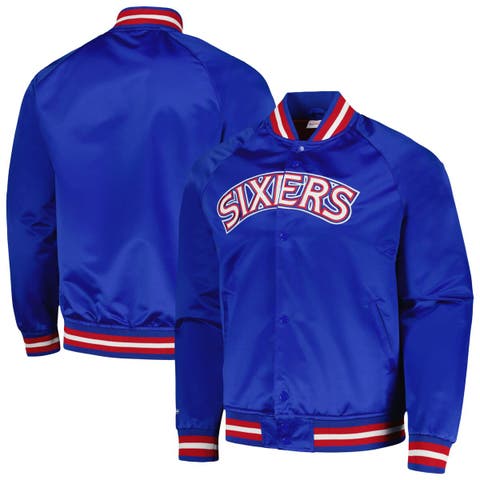 Vintage Philadelphia Sixers 76ers offers Hardwood Classics Satin Quilted Bomber Jacket