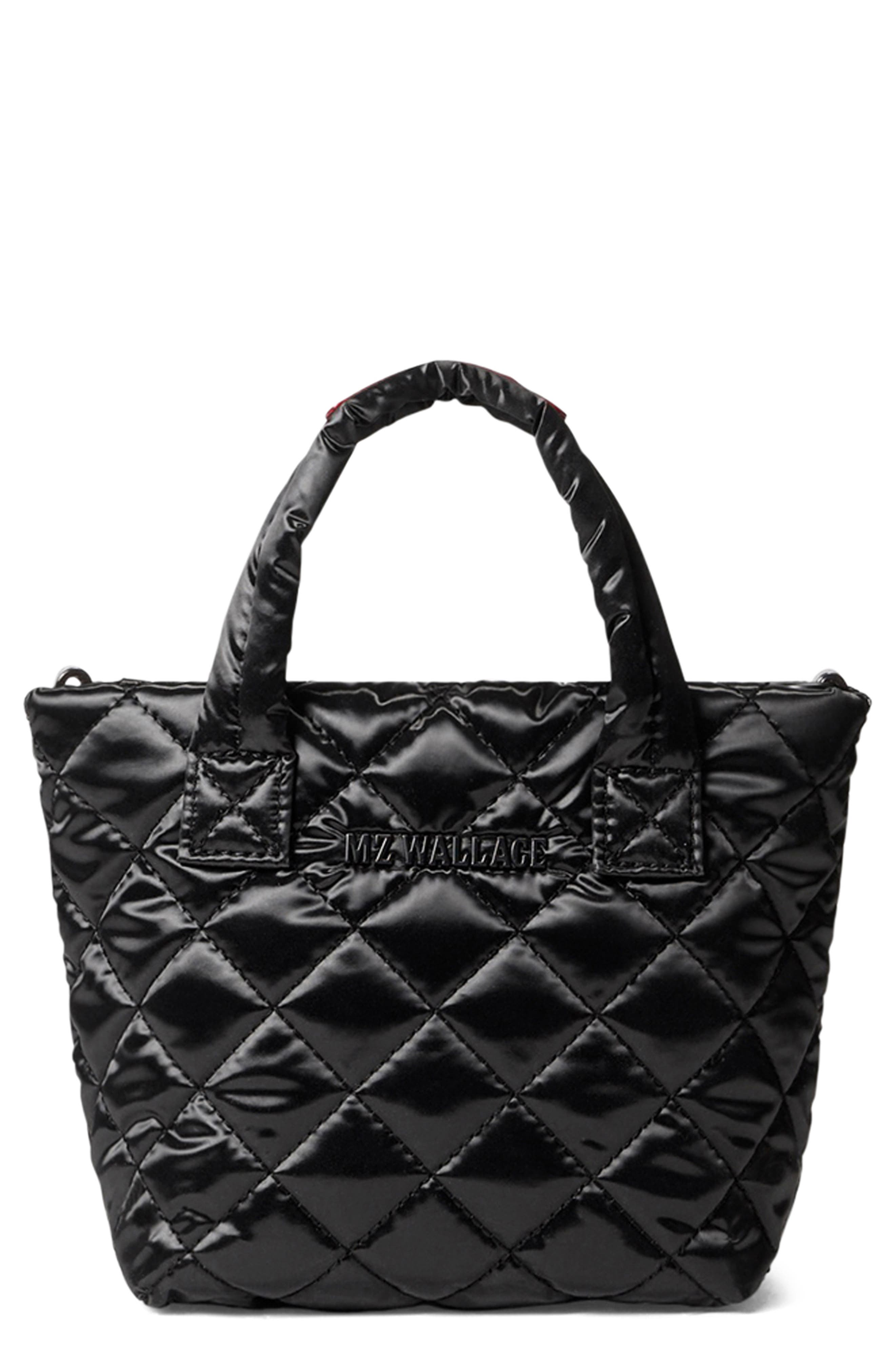 MZ Wallace Petite Metro Deluxe Quilted Nylon Tote in Black Liquid 