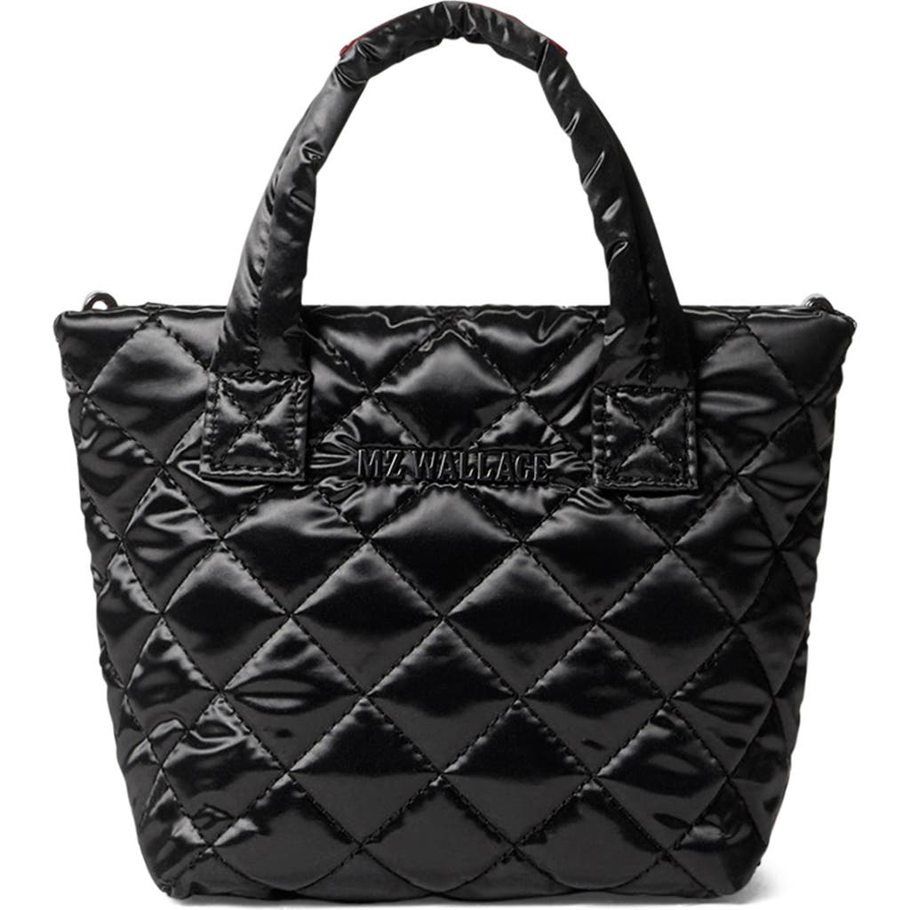 MZ Wallace Petite Metro Deluxe Quilted Nylon Tote in Black Liquid