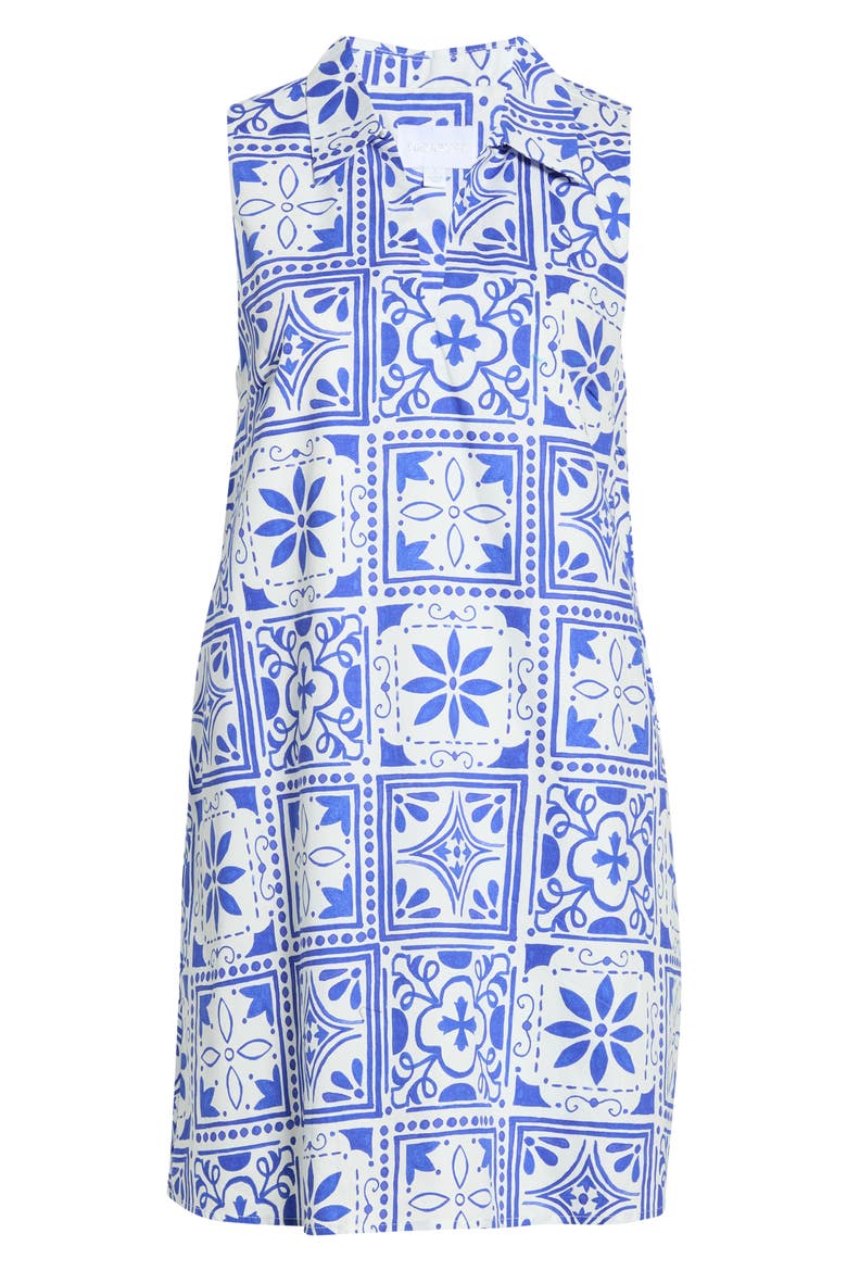 Nala City Lexya Sleeveless Cotton Shift Dress, Alternate, color, WHITE-BLUES-COMBO