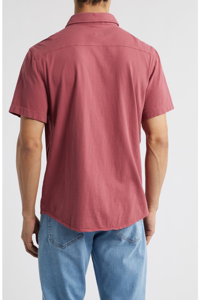 Saltaire Organic Cotton Knit Short Sleeve Button-Up Shirt, Alternate, color, RED