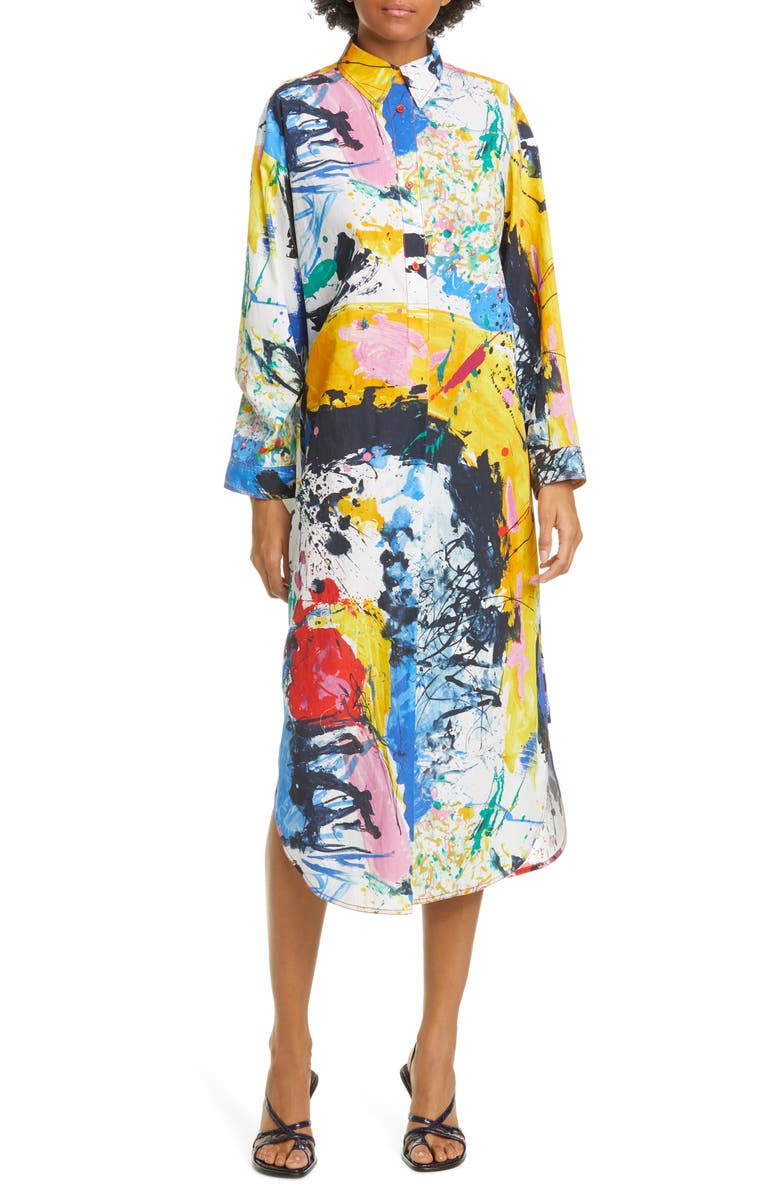 Sies Marjan Paint Print Long Sleeve Midi Dress, Main, color,
