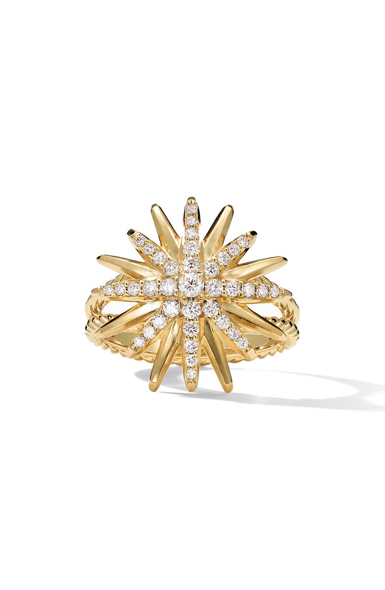 David Yurman Starburst Ring in 18K Yellow Gold with Pavé Diamonds, Main, color, 