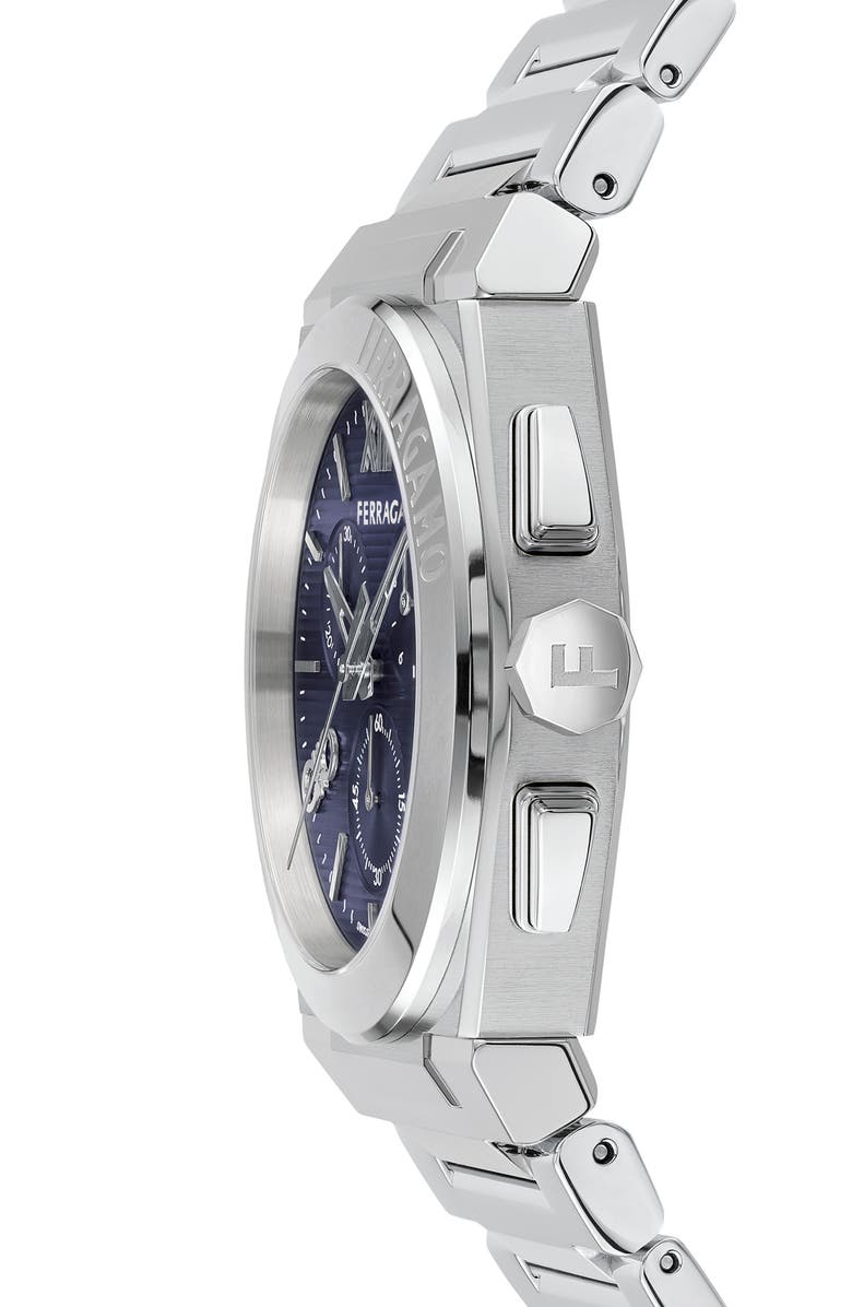 FERRAGAMO Vega Chronograph Bracelet Watch, 42mm, Alternate, color, Stainless Steel