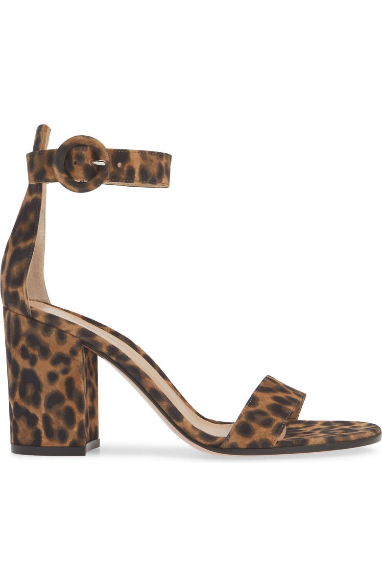 Gianvito Rossi Leopard Print Ankle Strap Sandal, Alternate, color,