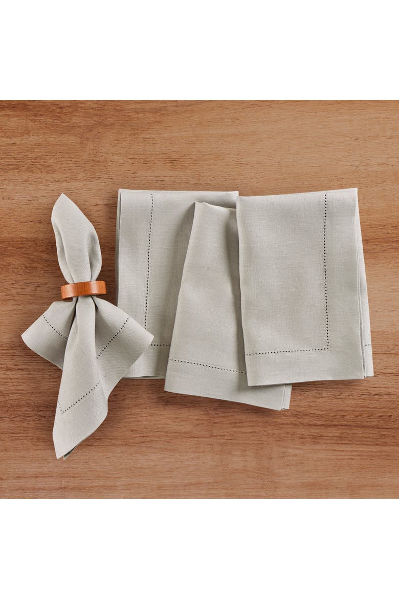 Linen Dinner Napkins Set of 4, 20 x 20" - Medium Weight Hemstitch, Main, color, Light Grey