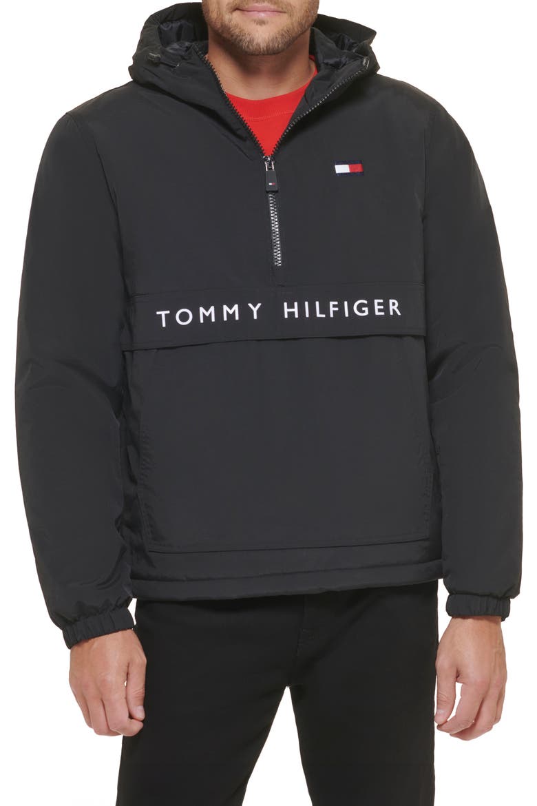 Packable Quarter Zip Windbreaker, Main, color, BLACK