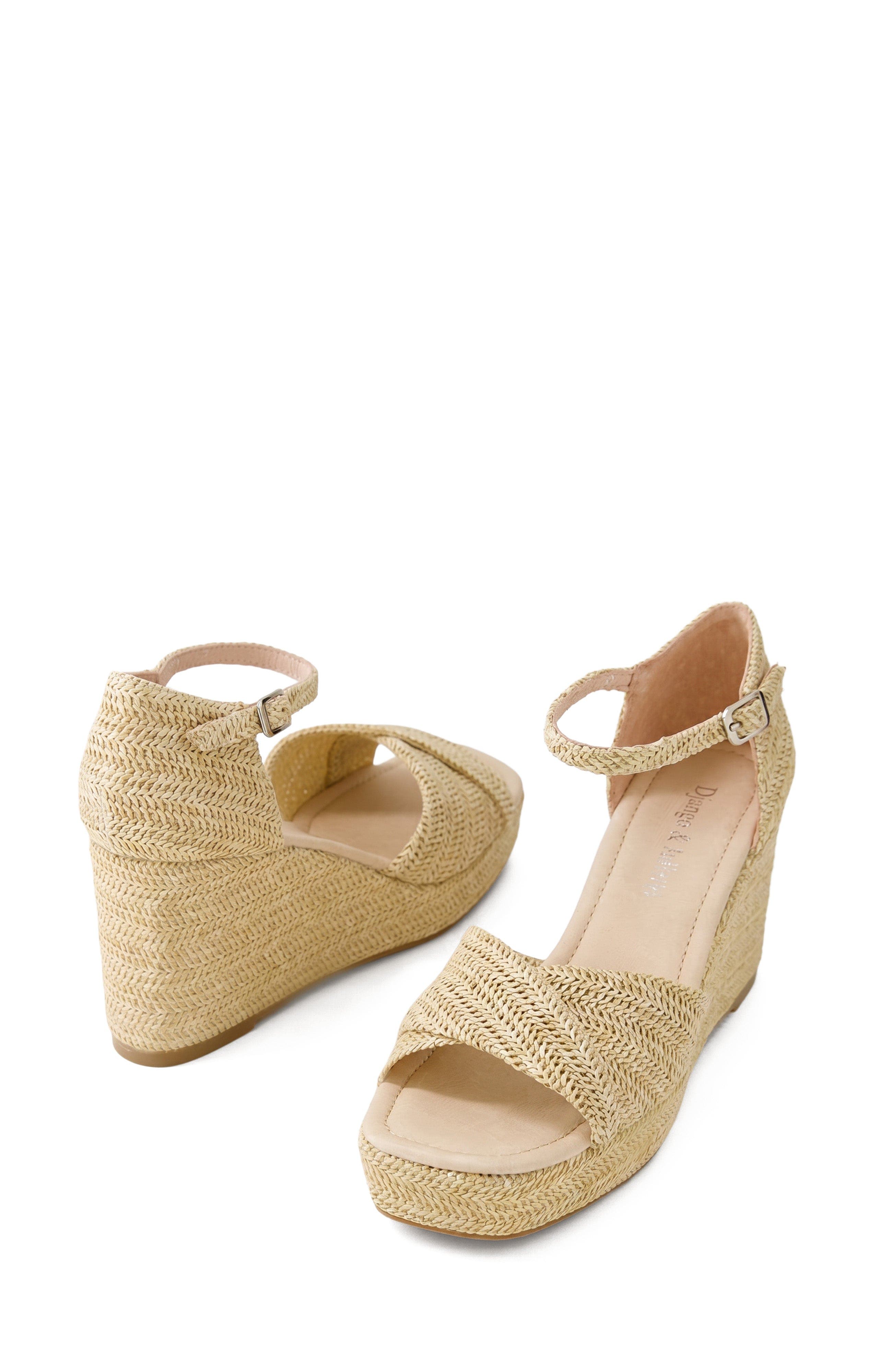 DJANGO AND JULIETTE Cotton Wedge Heel, Alternate, color, Latte Raffia