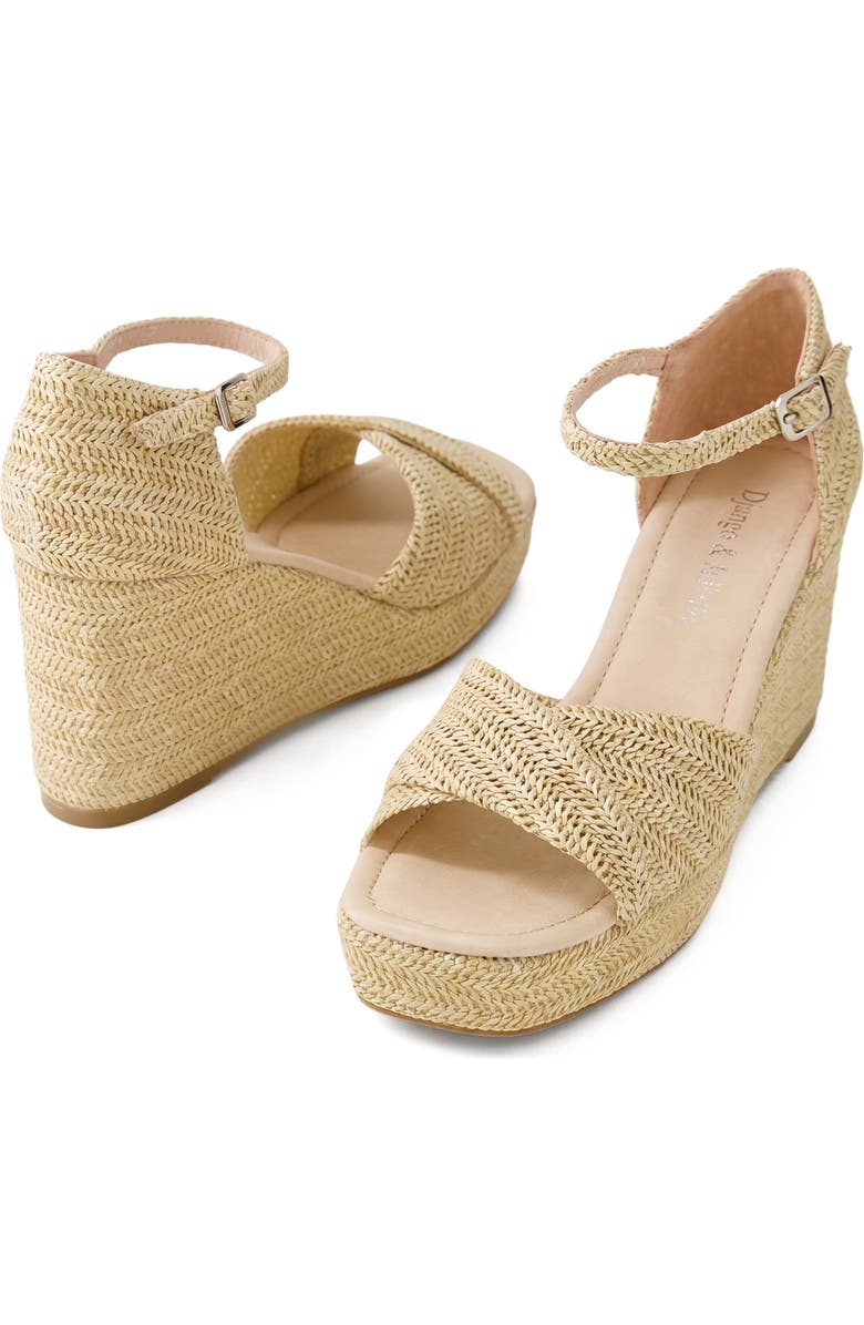 DJANGO AND JULIETTE Cotton Wedge Heel, Alternate, color, Latte Raffia