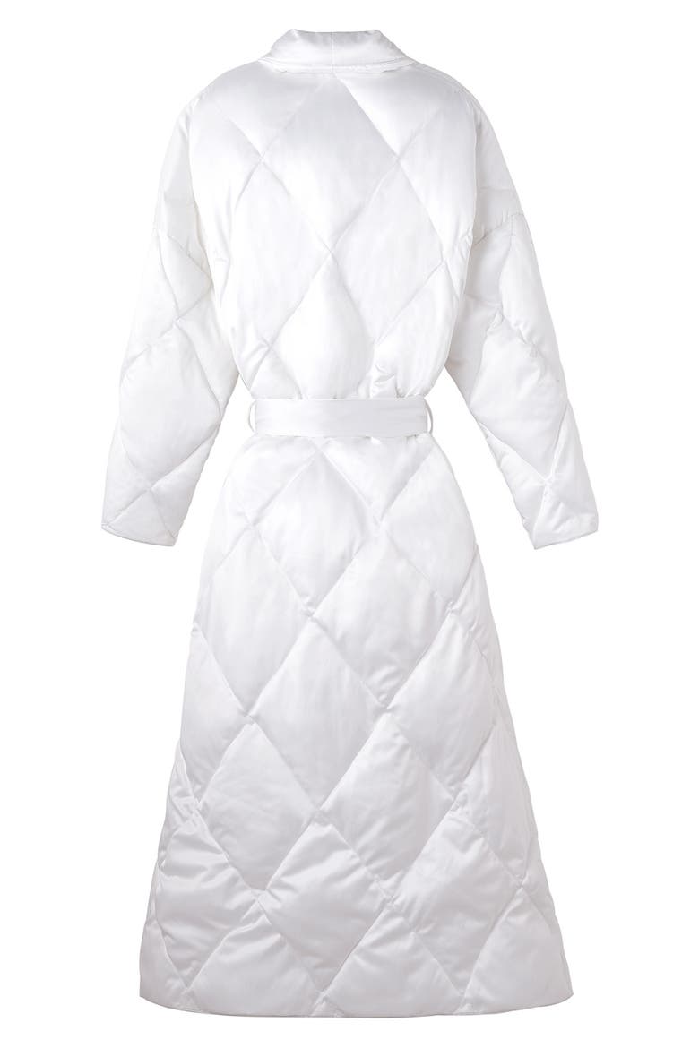 Satin Diamond Quilted Robe, Alternate, color, WHITE