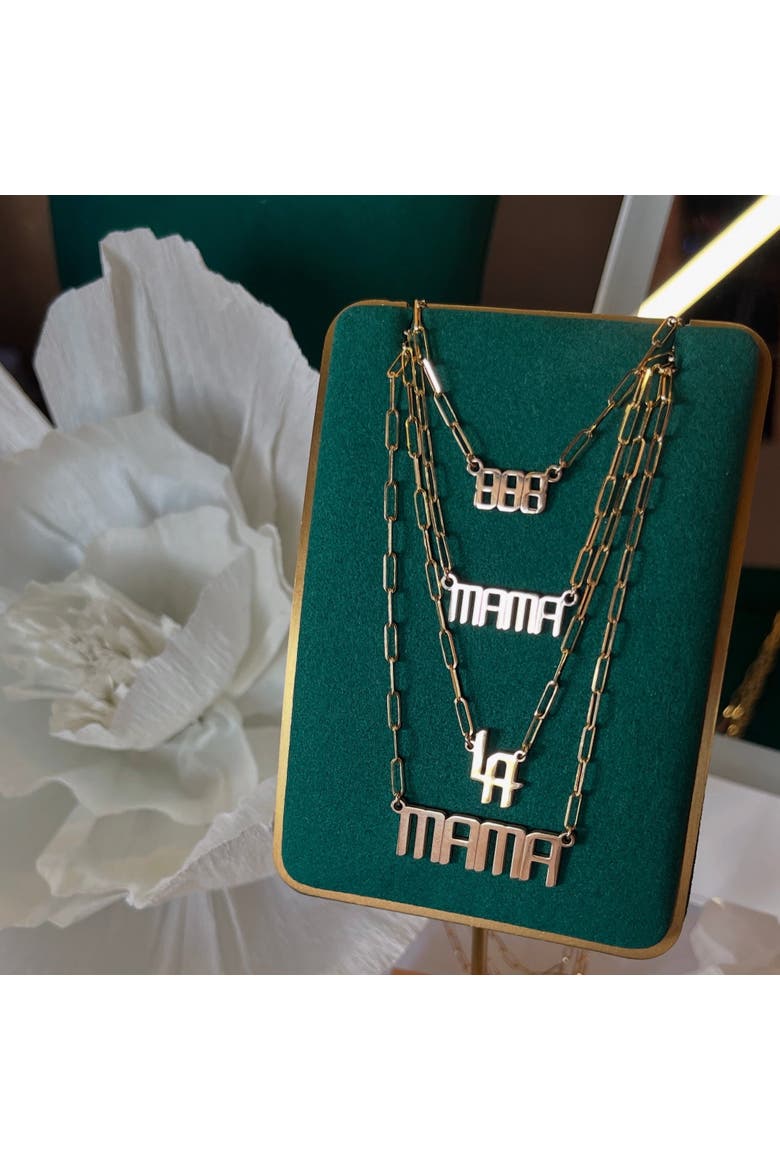 The Signature Mama Nameplate Necklace, Alternate, color, Gold