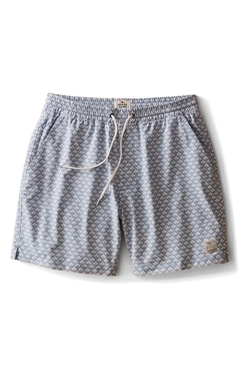 Marine Layer 6-Inch Lined Sport & Swim Shorts, Alternate, color, Light Blue Agave Print