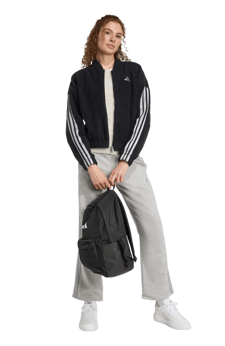 adidas Fleece Zip Jacket, Alternate, color, Black/ Silver Metallic