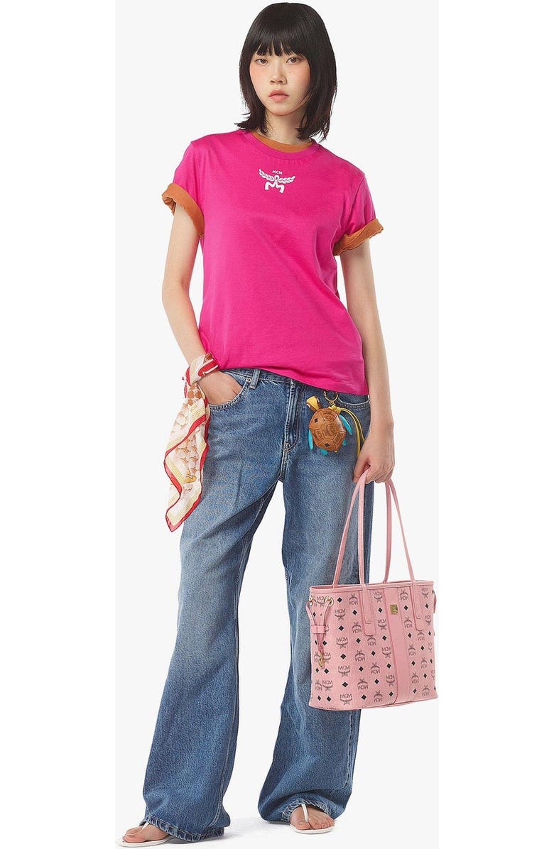 MCM Small Liz Shopper in Visetos, Alternate, color, Pink