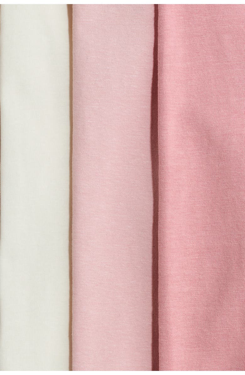 H&M 3-pack Cotton Leggings, Alternate, color, Light Pink/White