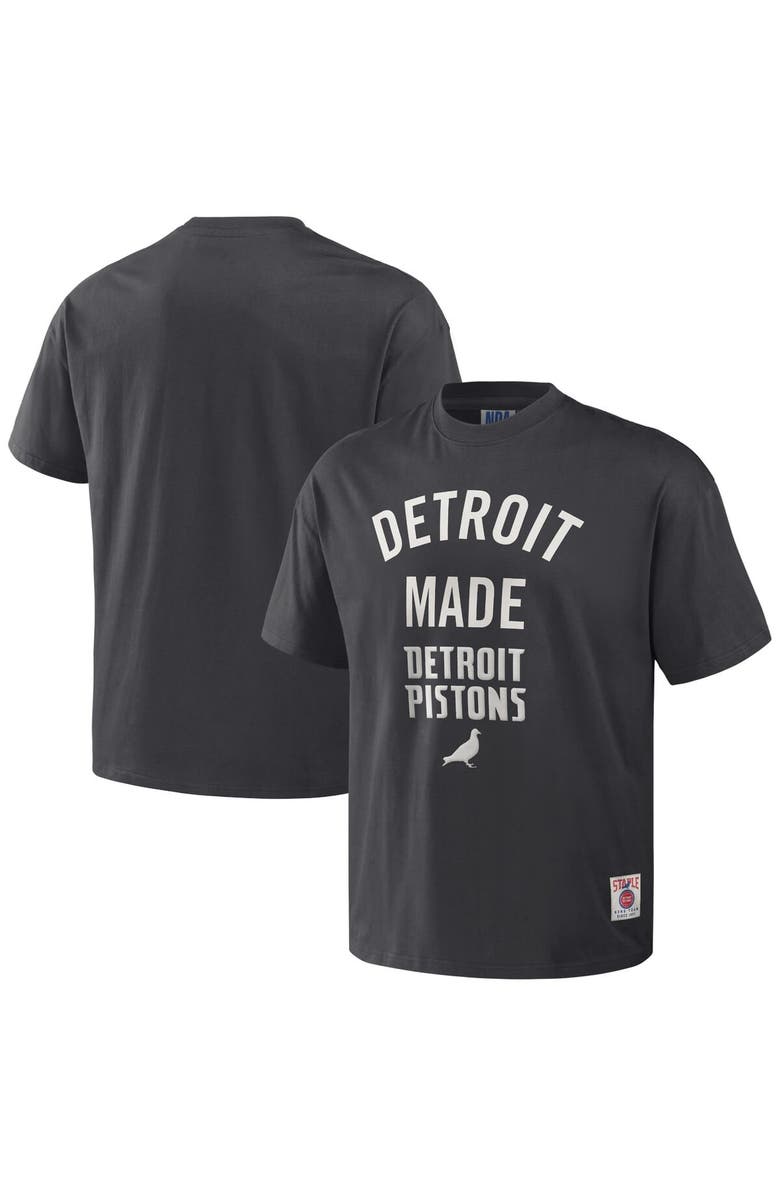 STAPLE Men's NBA x Staple Anthracite Detroit Pistons Heavyweight Oversized T-Shirt, Main, color, 