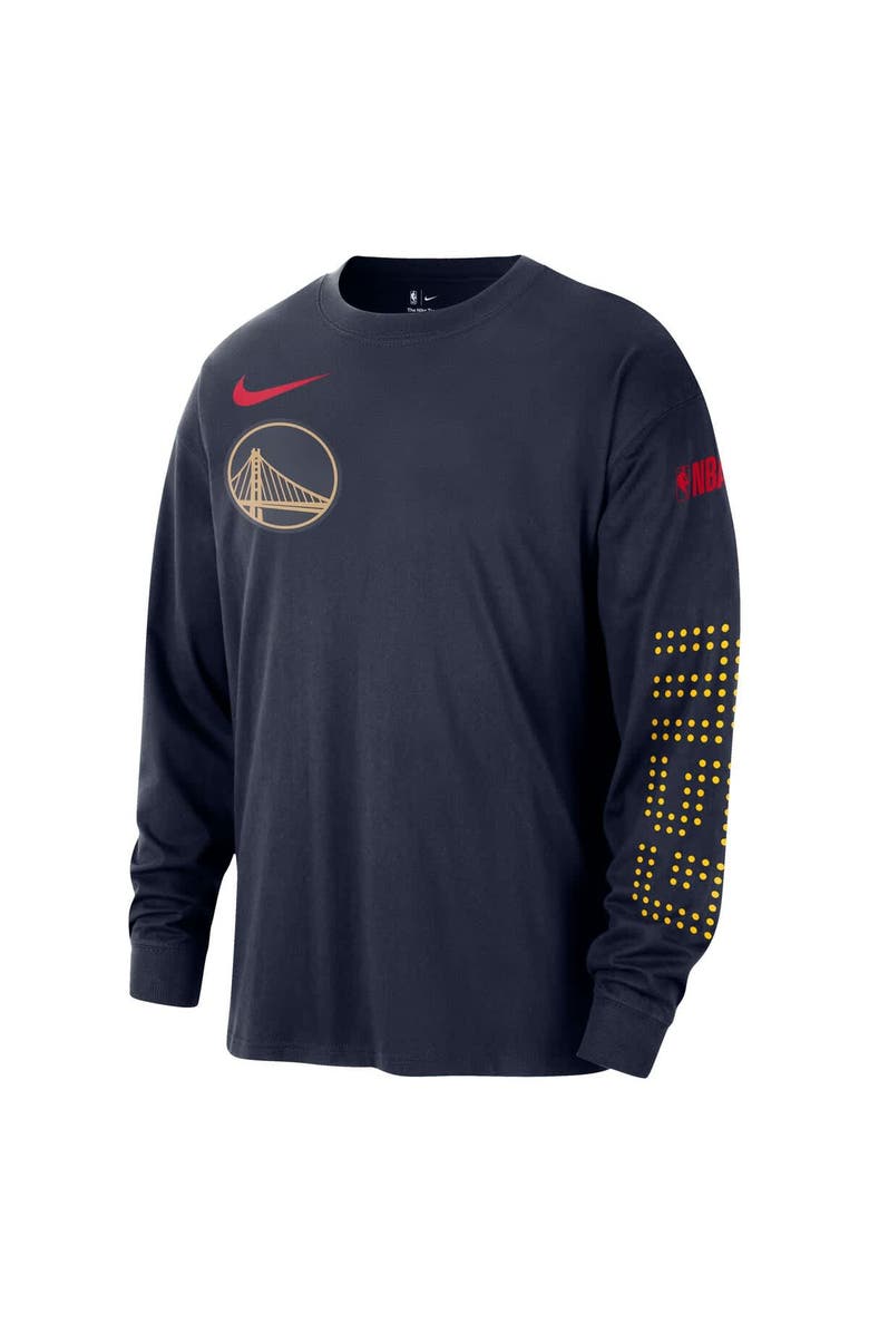 Nike Men's Nike Navy Golden State Warriors 2024/25 City Edition Courtside Max90 Heavyweight Long Sleeve T-Shirt, Alternate, color, 