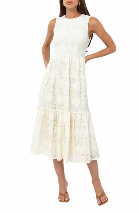 Adelyn Rae Marina Tiered Lace Midi Dress