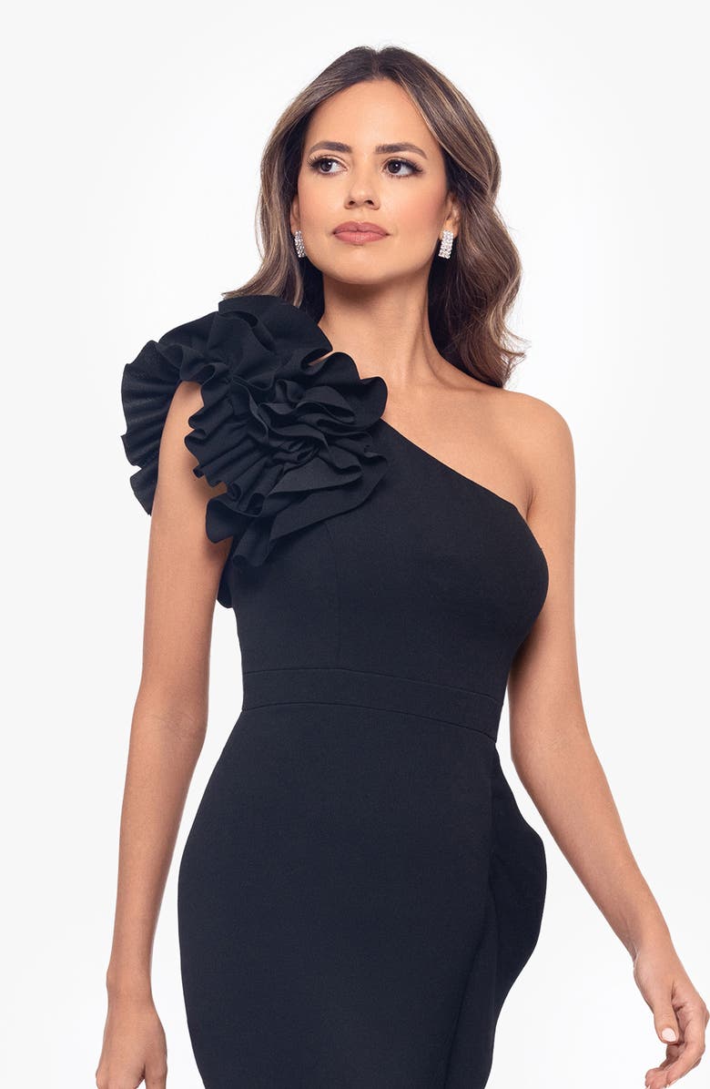 Xscape Evenings Ruffle Scuba Knit Sheath Cocktail Dress, Alternate, color,