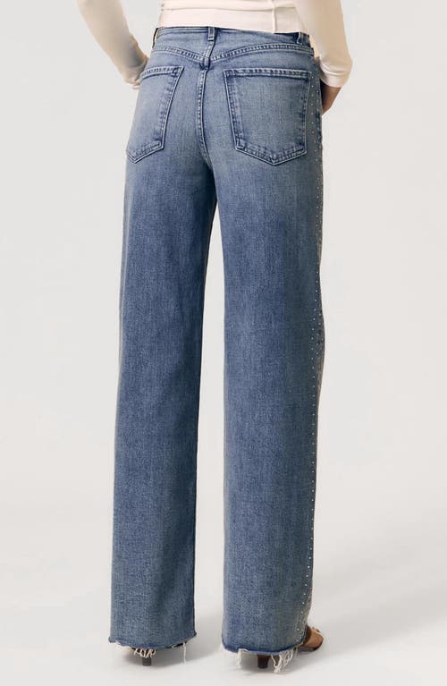 Le Jean Embellished Frayed High Waist Column Jeans In Blue