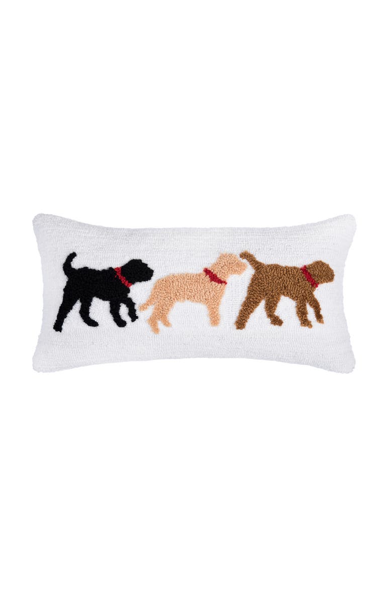 Pets Trio Hooked Throw Pillows, Main, color, Brown