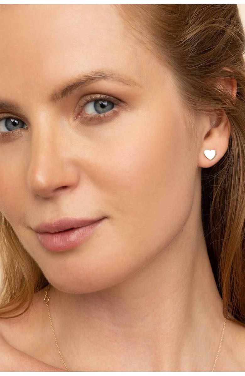 Oradina 14K Yellow Gold Cupid Studs, Alternate, color, Yellow Gold