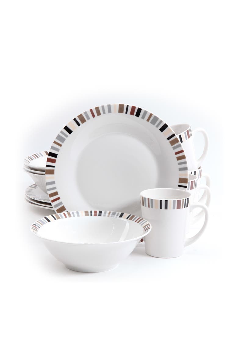 12 Piece Lanvale Fine Ceramic Dinnerware Set For 4, Main, color, White