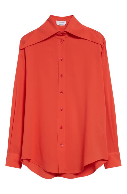 Alexander Mcqueen Exaggerated Collar Semi Sheer Button-down Blouse In Coral