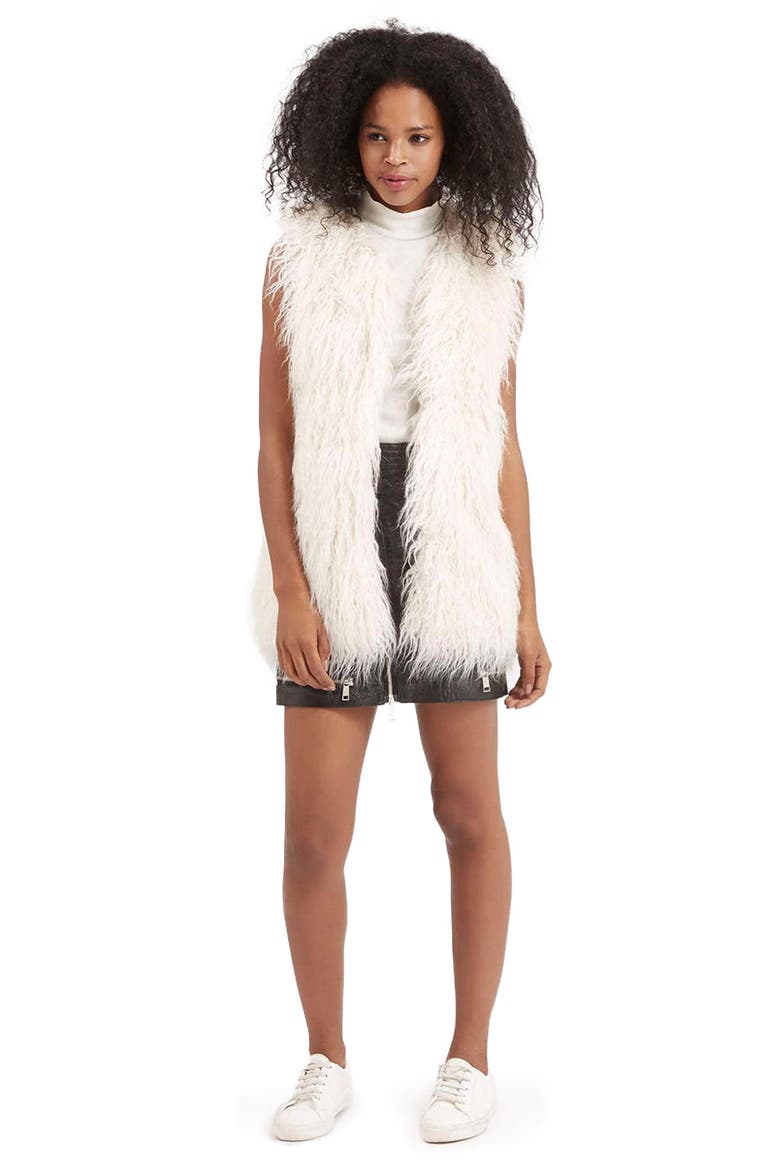 'Shaun' Faux Fur Vest, Alternate, color, NUDE