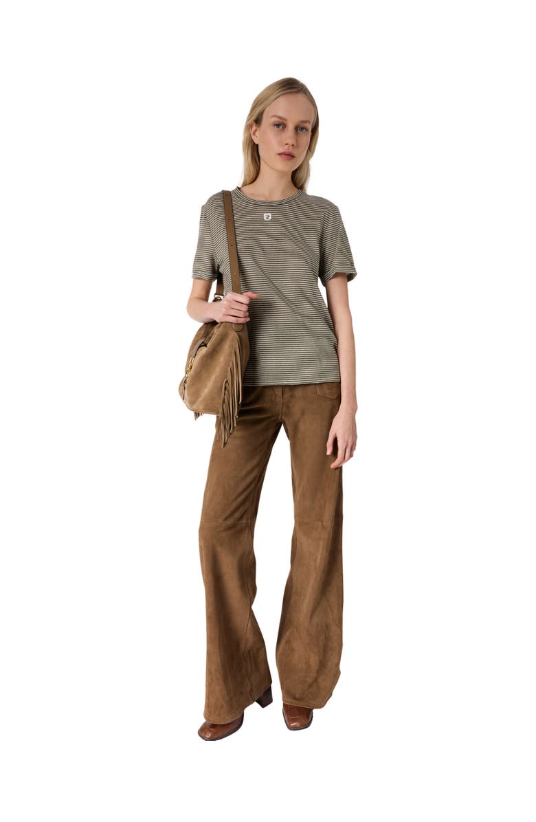 GERARD DAREL Melva Linen Blend Striped T-Shirt, Alternate, color, Khaki Green