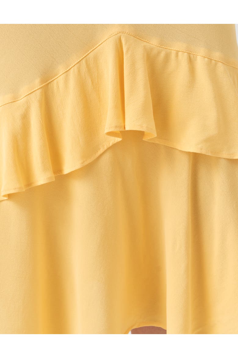 Corinne Frill Crepe Midi Dress, Alternate, color, Yellow