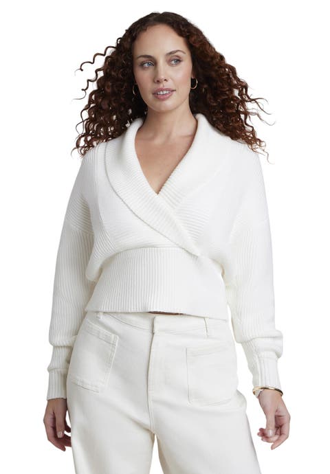 Overlapped Collar Ribbed Sweater (plus)