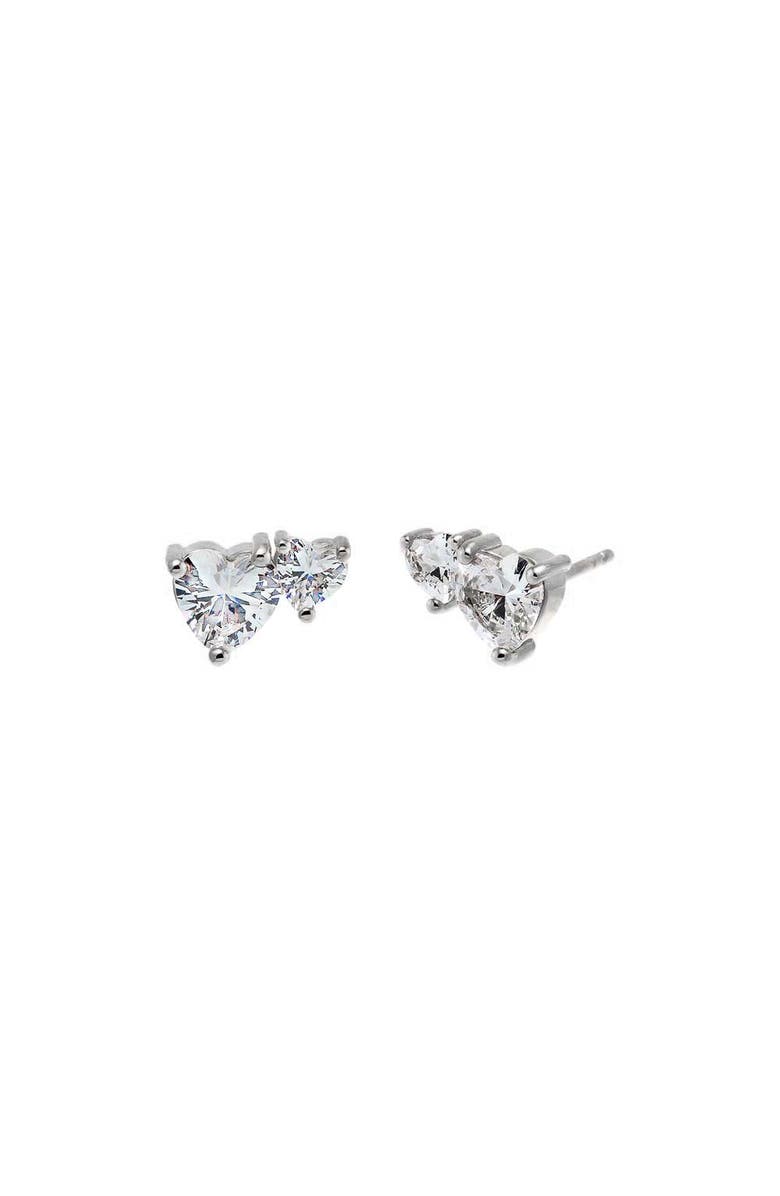 BY ADINA EDEN Multi CZ Heart Stud Earring, Main, color, Silver