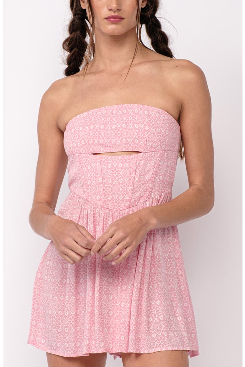 Strapless Cutout Minidress, Alternate, color, PINK