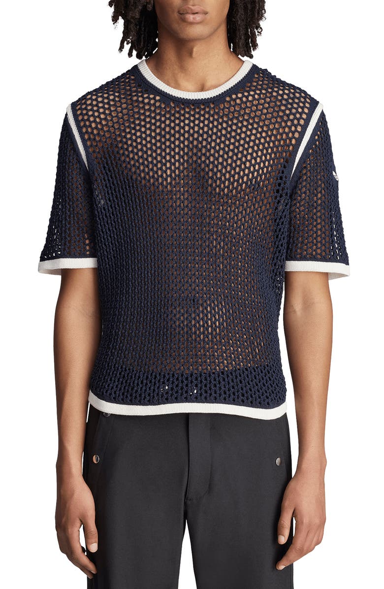 ADIDAS X WALES BONNER Openwork Knit T-Shirt, Main, color, Night Navy