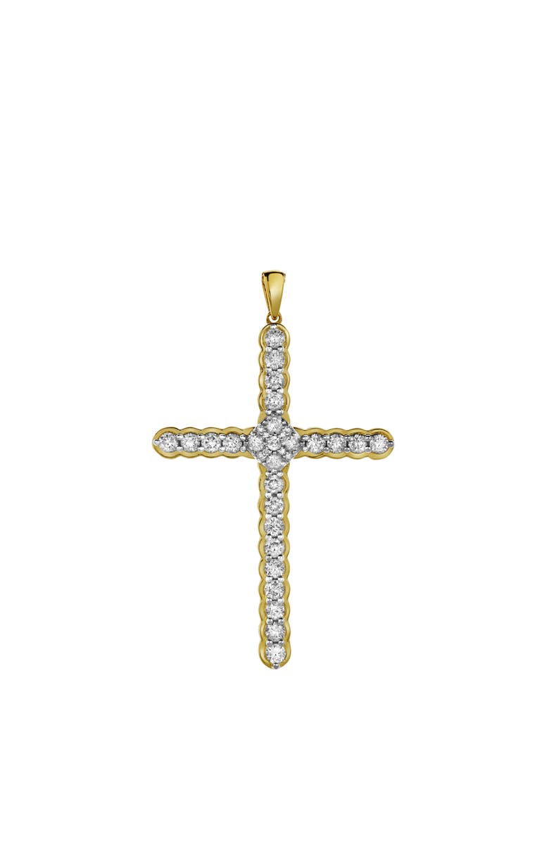 LuvMyJewelry Latin Cross Diamond Pendant in 10K Yellow Gold, Main, color, 