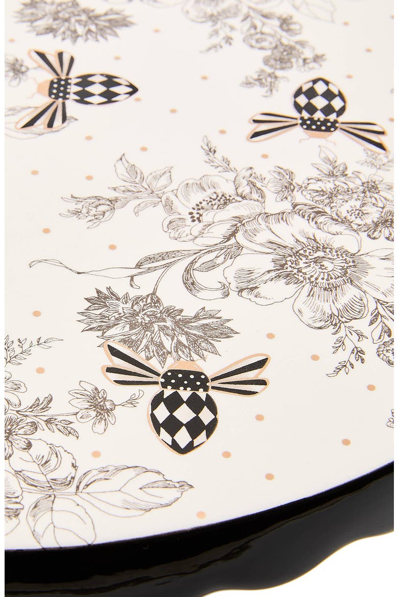 Large Bee Toile Porcelain Pedestal Platter, Alternate, color, WHITE