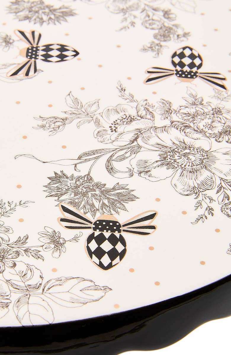 MACKENZIE CHILDS Large Bee Toile Porcelain Pedestal Platter, Alternate, color, White