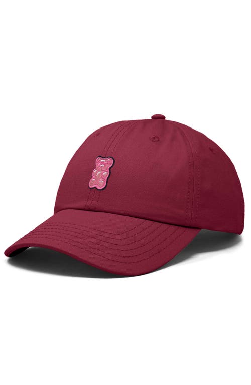 Dalix Pink Gummy Embroidered Casual Cap In Maroon