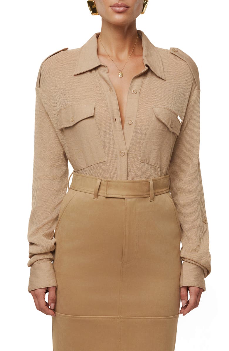 JLUXLABEL Sway Button Up Shirt, Main, color, Beige