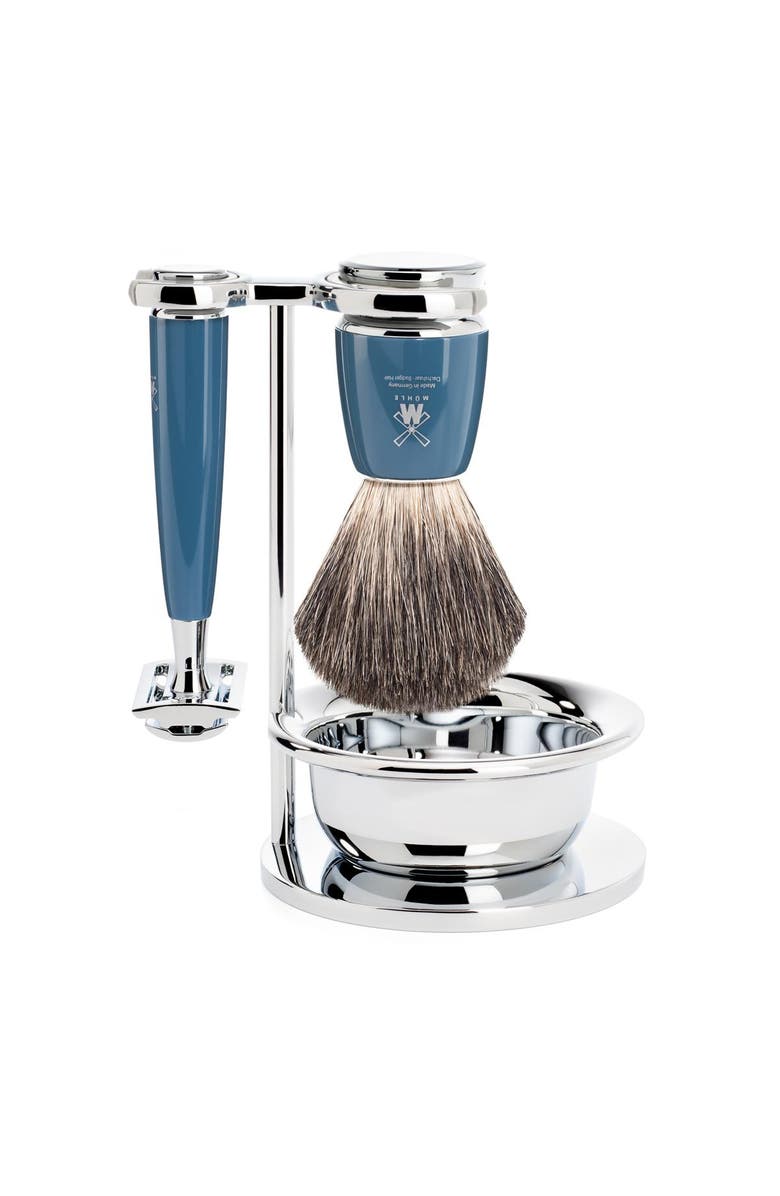 MÜHLE Rytmo Petrol Blue 4 Pc. Pure Badger / Safety Razor Shaving Set, Main, color, Petrol Blue