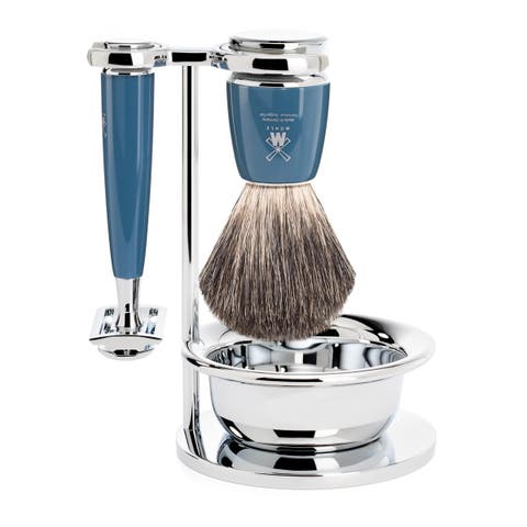 Rytmo Petrol Blue 4 Pc. Pure Badger / Safety Razor Shaving Set